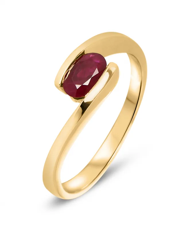 Bague Rubis Ovale 6x4mm Or Jaune